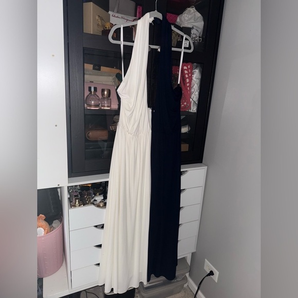 HALSTON Sondra Colorblock Jersey Halter Dress - Picture 3 of 14